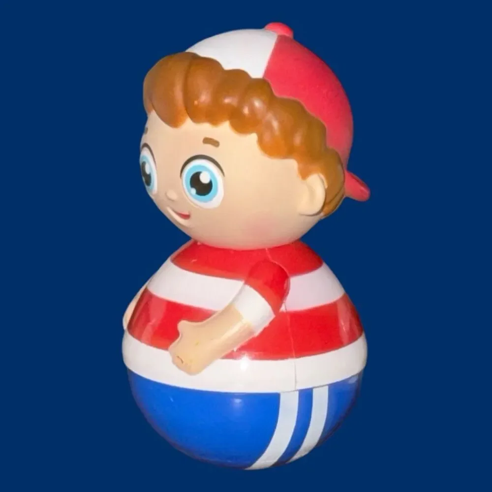 Rare WEEBLES Figure Big W Letter on Back of Shirt Red White Cap Blue Hat Boy B19